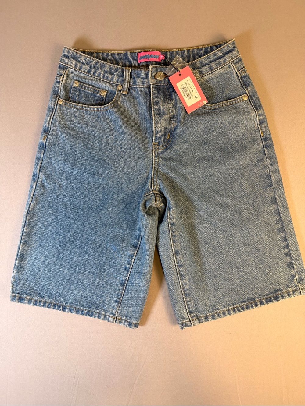 Edikted XS Women's Light Blue Denim Bermuda Shorts New With Tags